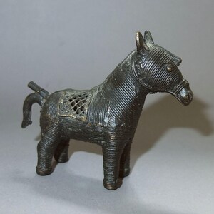 Handmade Metal Folk Horse Statue from Orissa India, Indian Tribe Art, Tribal Animal Statue, FREE SHIPPING