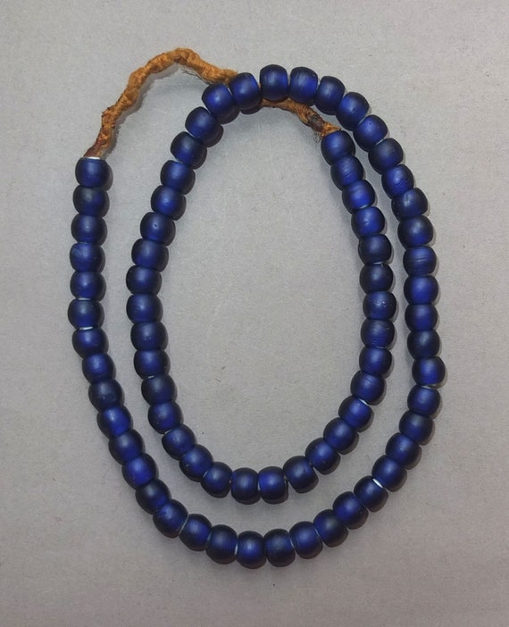 Necklace Strand with Old Round Blue with Inside W… - image 5