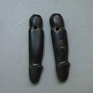 Two Black Bone Lingam Pendants from Nepal, Nepali Folk Jewelry, FREE SHIPPING