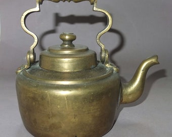 Old Brass Teapot from Pakistan, Domestic Object, Ethnic Art, FREE SHIPPING