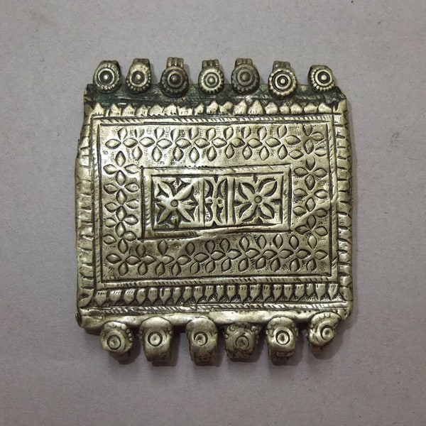 Old White Metal Pendant from Afghanistan, Traditional Design, Afghan Kuchi Nomad Folk Jewelry, Oriental Art, FREE SHIPPING