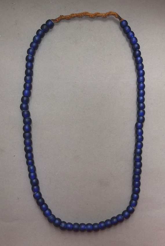 Necklace Strand with Old Round Blue with Inside W… - image 4