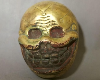 Old Tibetan Buddhist Gilt Copper Ritual Garland Head, Tibetan Lama Monestry Art