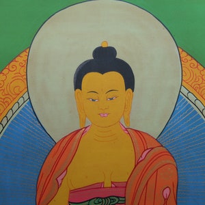 Tibetan Thangka Painting with Buddha Shakyamuni, Buddhist Painting on Cotton Tibet, Ceremonial Meditation Himalayan Art, FREE SHIPPING image 3