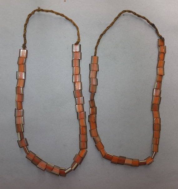 Two Necklaces Strands with Orange Glass Beads fro… - image 2