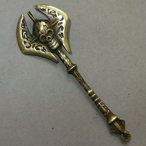 Large Brass Amulet Pendant with Skull from Nepal, Tribal Jewelry, Folk Art, FREE SHIPPING