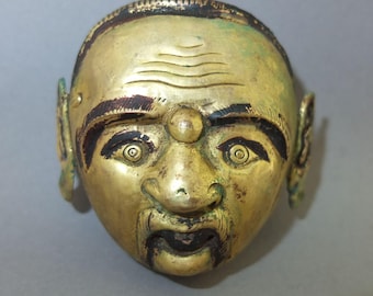 Old Tibetan Buddhist Gilt Copper Ritual Garland Head, Tibetan Lama Monestry Art
