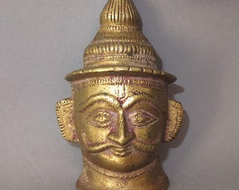 Old Brass Shiva Head Mask from Nepal