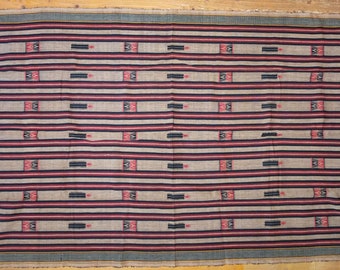 NAGA Tribal Fabric Handwoven Cotton Sheet, Ethnic Folk Tribal Textile Art Asia, FREE SHIPPING