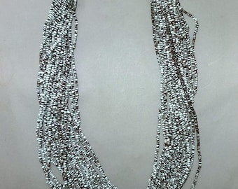 Old Multi Strand Necklace with 19 Strands Brown White Speckled Glass Beads, Folk Necklace