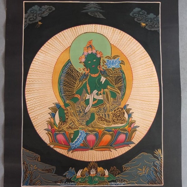 Thangka Painting Tibet Green Tara