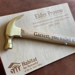 Personalized Hammer Plaque, Engraved Hammer, Custom Hammer, Gifts for Him, Husband Gift, Fathers Day Gift,Retirement Gift