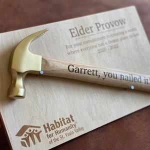 award plaque, Personalized Hammer Plaque, Engraved Hammer, Custom Hammer, Gifts for Him, Husband Gift, Fathers Day Gift,Retirement Gift