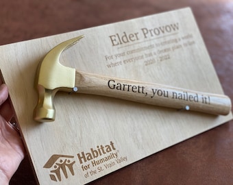 Personalized Hammer Plaque, Engraved Hammer, Custom Hammer, Gifts for Him, Husband Gift, Fathers Day Gift,Retirement Gift