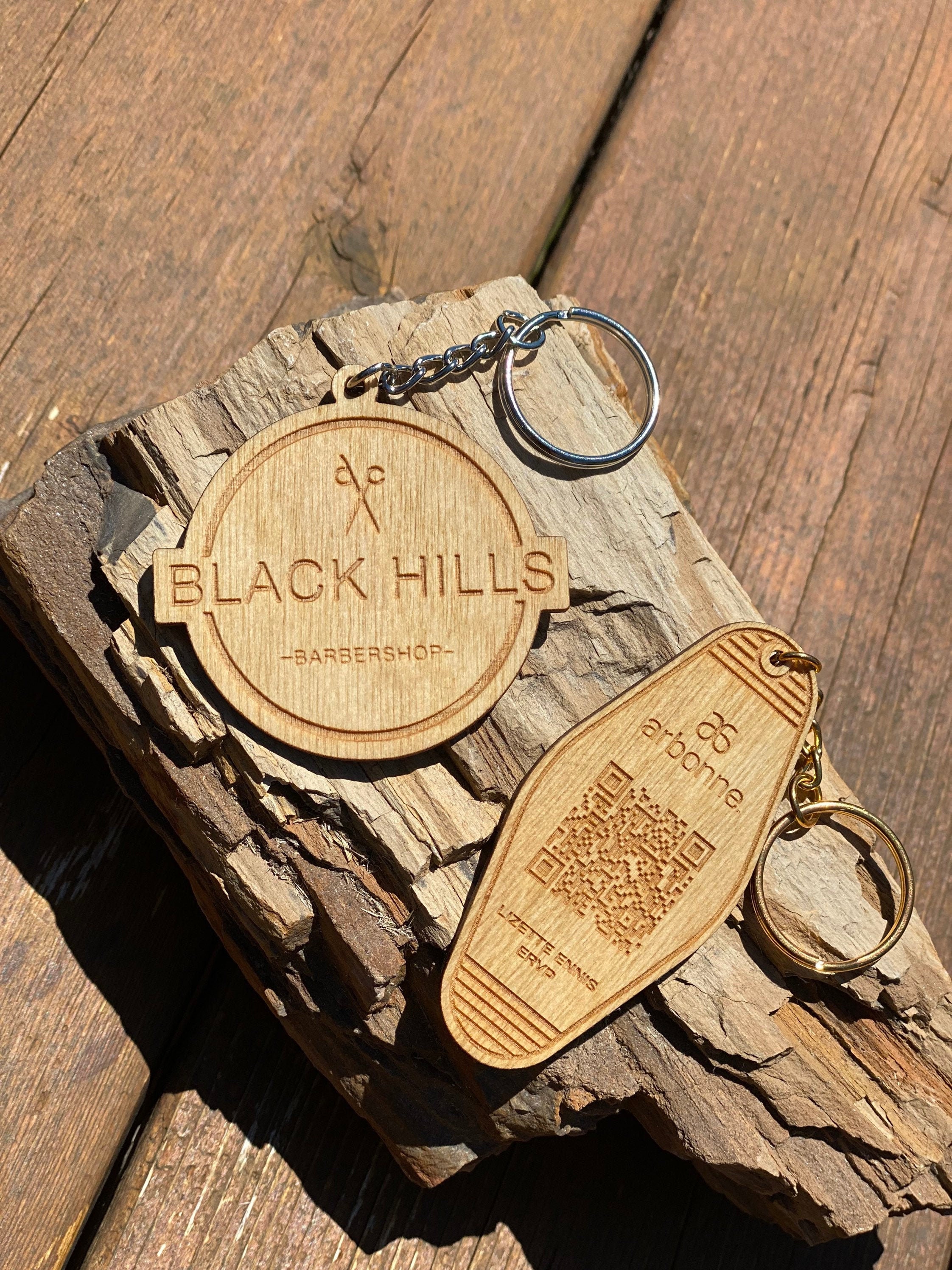 Custom Engraved QR Code Keychain Unique Business Card for