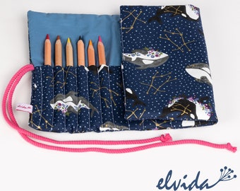 Pen roll pen case space whale