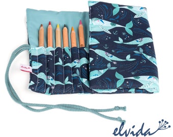 Pencil roll pencil case narwhal