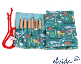 Pencil roll pencil case jungle