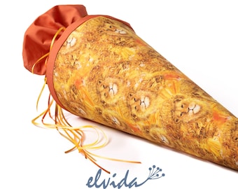 Stoff Schultüte Löwenkind mit Namensschild