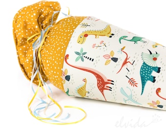 Schultüte aus Stoff Dinosaurier Personalisiert Namensschild