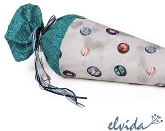 Fabric school bag planets with name tag