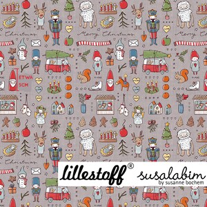 Organic cotton fabric Christmas doodle