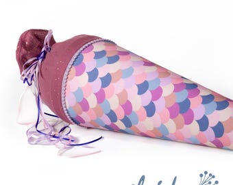 Bio Stoff Schultüte Meerjungfrau mit Namensschild