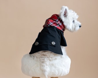 Stunning Vintage Tartan Coat With Red White and Blue Piping on