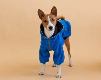 Designer Dog Sweater for Basenji | Cozy Fleece Hoodie | EU Made | Perfect Fit | Luxury Dog Coat | Small Dog Clothes | Embroidered Dog Hoodie