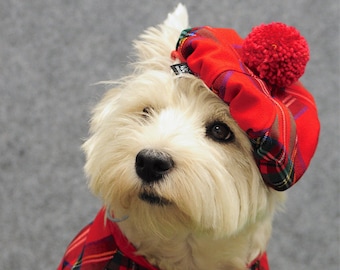 2 CASQUETTE westie à carreaux, tweed red valentine dog tams, casquette en tweed, plaid écossais, westie, casquette à carreaux pour chien, casquette de marche westie écossais tartan, 2 !