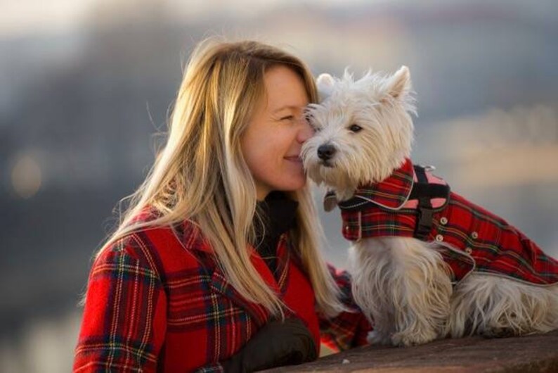 SET Westie plaid COAT and CAP Scottish dog coat and tam Etsy