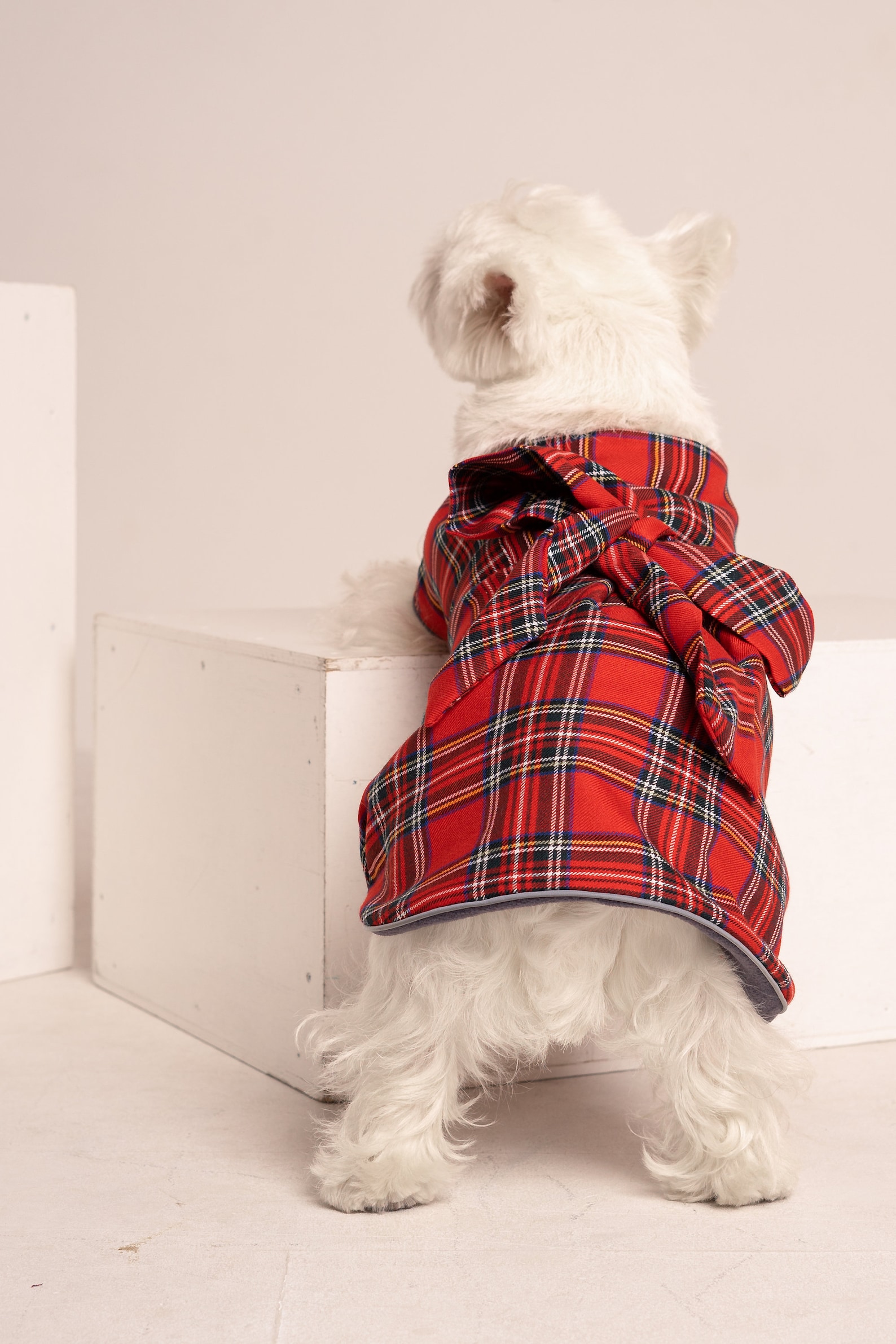 Red plaid westie DRESS COAT and BOW red plaid dog coat. Etsy
