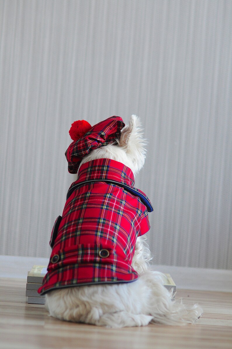 SET Westie plaid COAT and CAP Scottish dog coat and tam Etsy