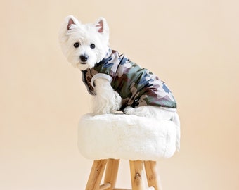 Ready to ship, size 18, Boy. Camouflage Dog VEST. Water-resistant Dog Coat with Metal Studs. Warm with Fleece or Light. CiuCiu