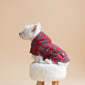 Royal STEWART Dog COAT with Hood | Scottish Dog Coat | Westie Jacket | Dog Winter Coat | British Westie Vest | Winter Dog Coat | Plaid Hood
