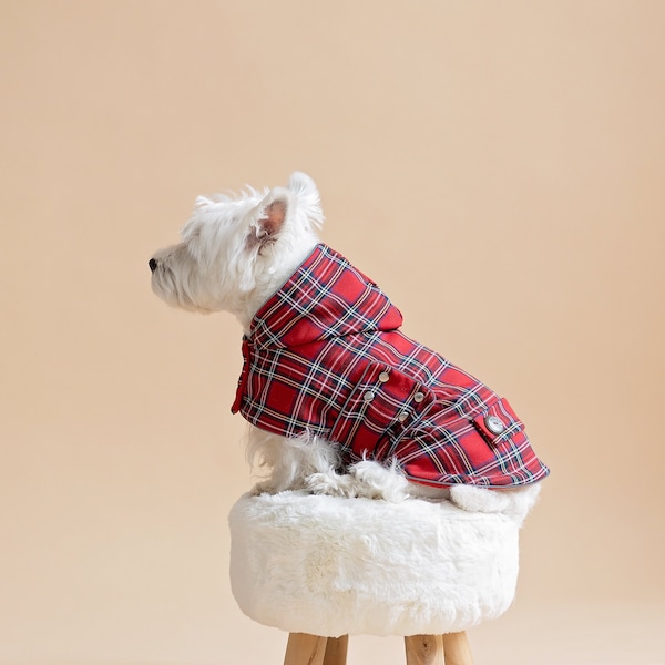 MANTEAU pour chien Royal STEWART avec capuche | Manteau de chien écossais | Veste Westie | Manteau d’hiver pour chien | Gilet Westie britannique | Manteau de chien d’hiver | Capuche à carreaux