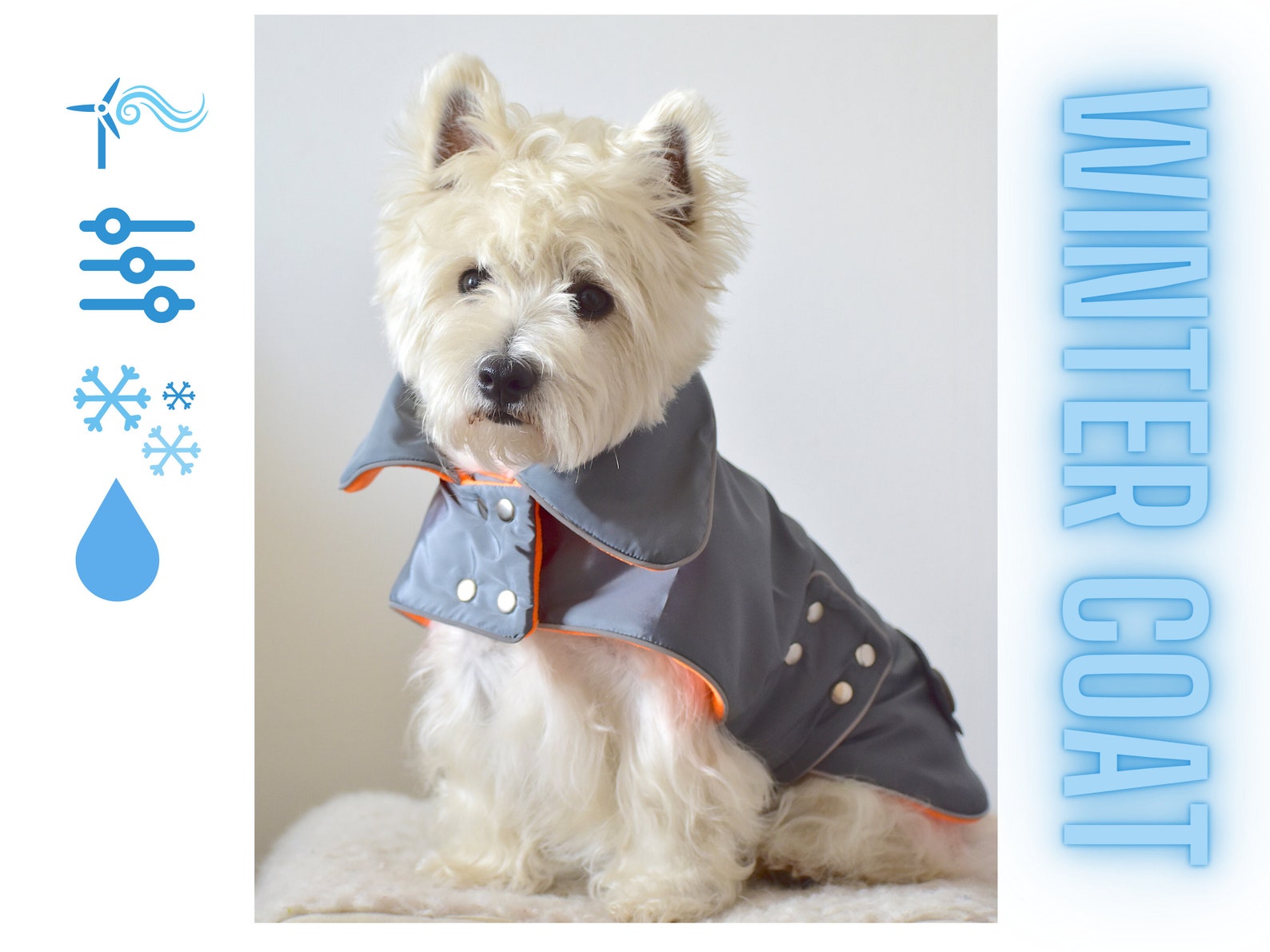 GREY winter dog COAT waterproof westie jacket dog winter Etsy