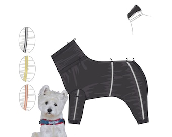 Dog GIRL Black Coverall | Light Reflective | Dog Raincoat | Dog Rain Jacket | Westie Rain Coverall | Dog