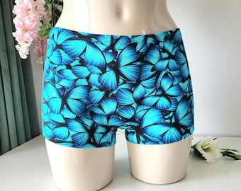 Womens Blue Cotton Underwear Boy Shorts, Boxershorts, Butterfly Briefs, Size XS-XL