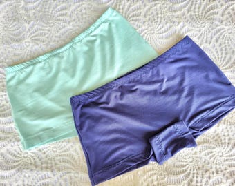 Womens boxer shorts set of 2,lingerie set  high waist organic cotton viscose boyshorts