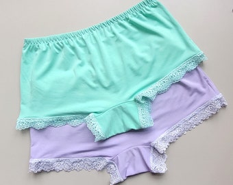 Bamboo Jersey Boy Shorts with Lace, Pastel Lingerie, 2-Pack