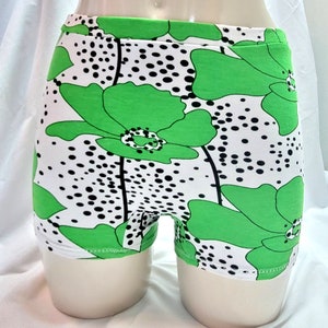 Boxershorts voor dames rekbaar ondergoed lounge boyshort wit met groene bloem dame lingerie bloemen