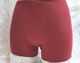 Lace Trim Viscose Boxer Shorts, Lounge Underwear, Stretchy Boyshorts