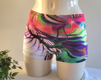 Abstract Viscose High Waist Boxer Briefs, Stretchy Soft Underwear