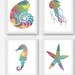 Printable 8 X 10 Set of 4 Sea Life Art Prints colorful Nursery ...