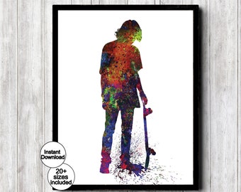 Skateboarder in piedi con uno skateboard, Arte dello skateboard maschile, Decorazione per la stanza degli adolescenti con sport di strada, Schizzi di pittura ad acquerello, Poster per la stanza dei ragazzi