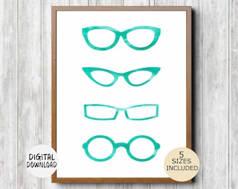 Eyeglasses Wall Art Printable - Eye Doctor Gift - Optometrist /Optometry Gift - Spectacles Art - Optician Art - Eye Wear Poster