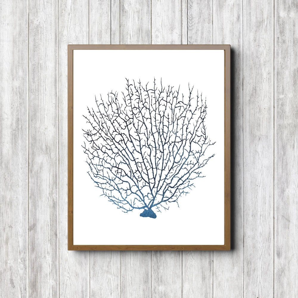 Fan Coral Printable Wall Art Watercolor Wall Decor Dark | Etsy