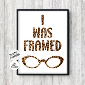 Optometrie-Wandkunst mit Retro-Brillen und ich wurde gerahmt-Wortspiel-Zitat, Augendoktorgeschenke für Bürodekor, Leopard-Druck-Optometriker-Plakat