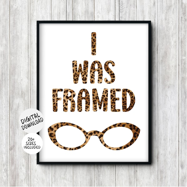 Optometry Wall Art With Retro Eye Glasses & I Was Framed Pun Quote, Eye Doctor Gifts For Office Decor, Leopard Print Optometrist Poster